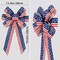 4th of July Patriotic Wreath Bow, Large Red White Blue Stars & Stripes Ribbon for Front Door, Memorial Day, Veterans Day & 250th Anniversary Outdoor Decorations